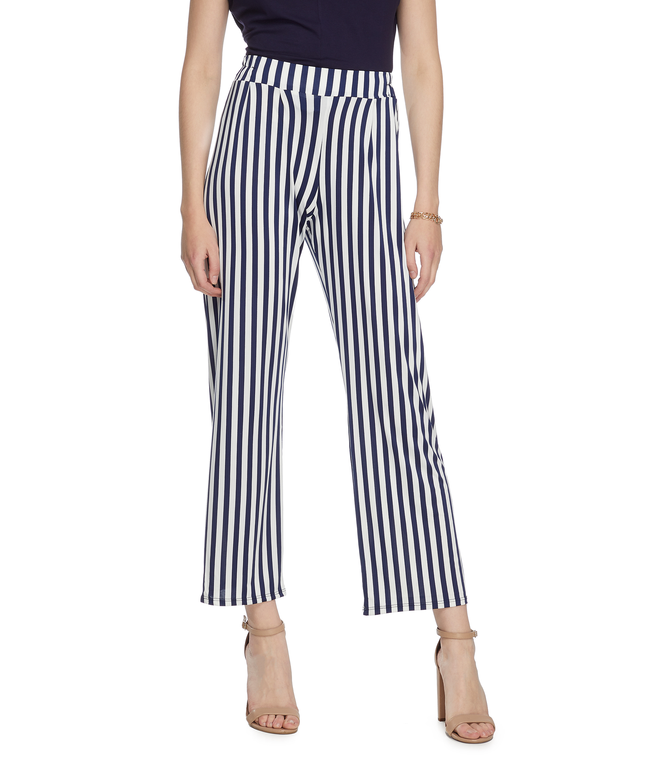 Pantalón Pertegaz de corte recto en tejido de punto, rayas verticales a